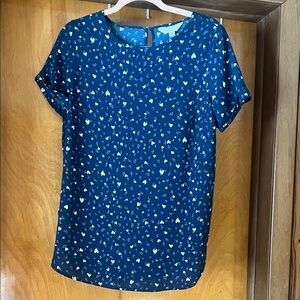 LC Lauren Conrad Navy Floral Blouse